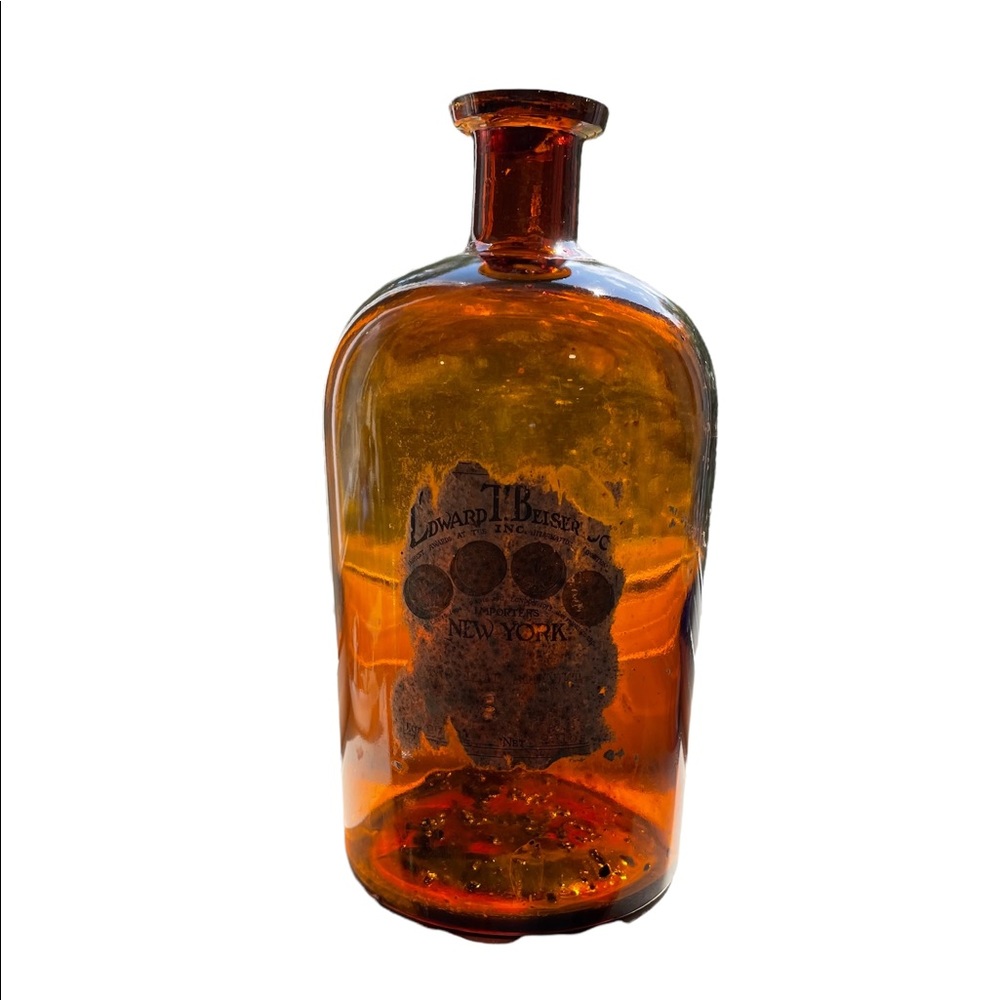 Vintage Antique Apothecary Big Brown Glass Bottle